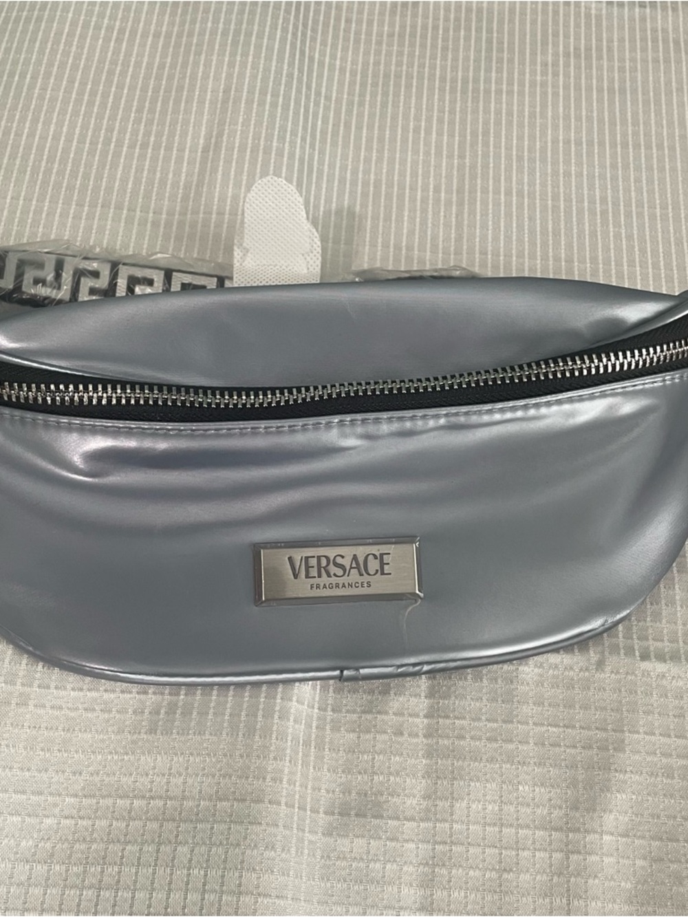 Versace Metallic Silver Belt Bag